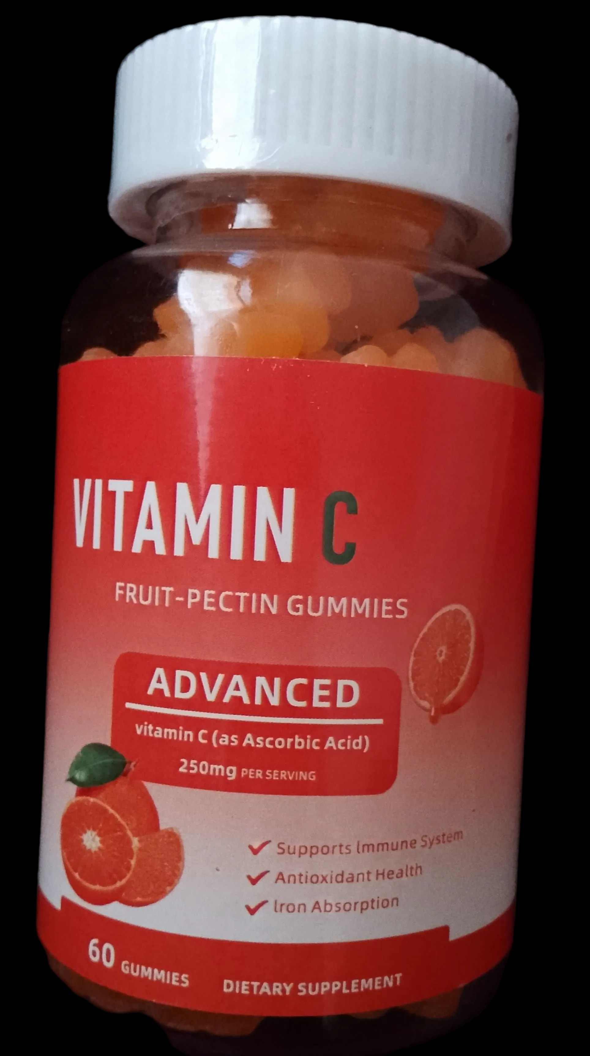 Natural orange flavor Vitamin C supplement gummies for adults and kids
